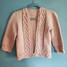 Vintage 1960s hand-knitted short Open Front cardigan sweater small