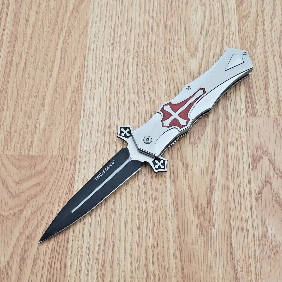 Tac Force 817rd Celtic Cross Linerlock Red Folding Blade Knife 5