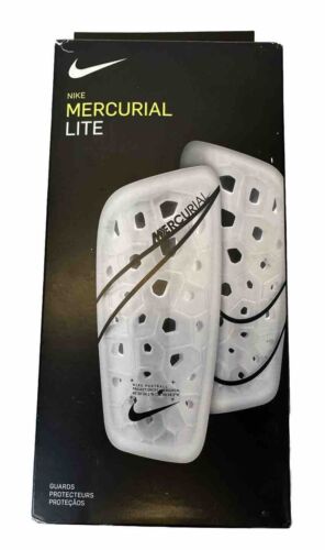 Nike Mercurial Lite Slip On Shin Pads Guards Football White Mens XL - Picture 1 of 11