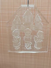 1980 Noel Harmony Clear Acrylic Die Cut Carolers Christmas Ornament 