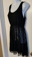  Francesca's Collections Black See Thru Bottom Lace Flirty Fit/ Flare Dress/Top