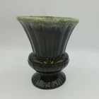 Vintage Midcentury Modern Hull Dark Green w/Light Green Drip Glaze Pottery Urn