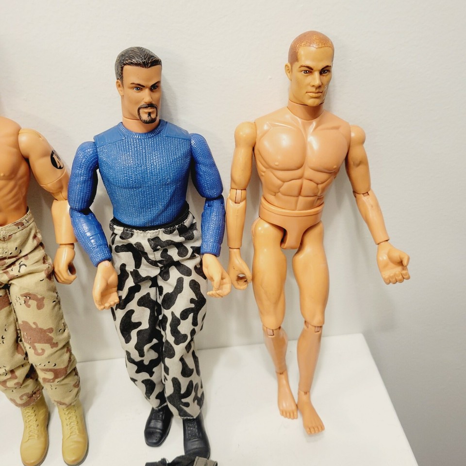 6 Vtg Hasbro G.I. Joe Action Figures Camo boots Brown hair Clothes READ