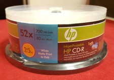 NEW HP CD-R Inkjet Printable 52x 700mb White Matte 25 Pack SEALED