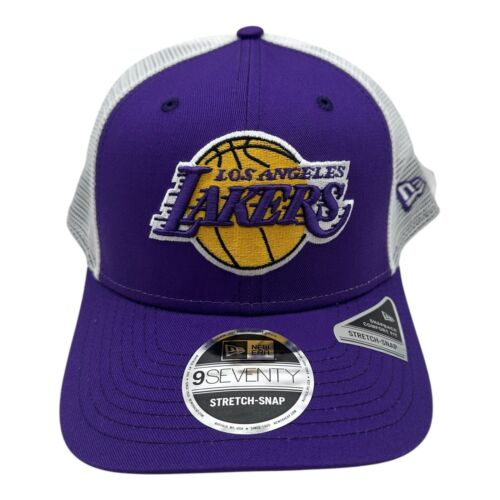 New Era 9Seventy Los Angeles Lakers Snapback Hat Cap Purple Stretch Snap Mesh