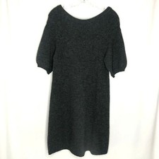 BCBGMaxazria Womens Knit Wool Dress Sz Medium Gray Short Sleeve Scoop Neck