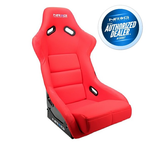 NRG Large Fiberglass Bucket Seat Red Cloth w/ NRG Logo eBay