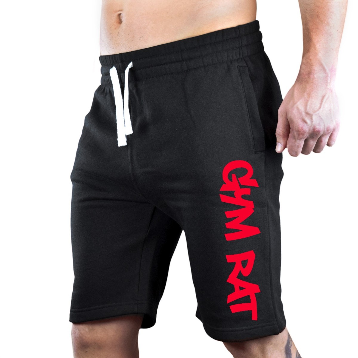 Men's Graffiti Gym Rat Fleece Sweatpant Shorts Running Workout