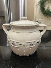 Longaberger Classic Blue Cookie Jar/Bean Pot - Made in the USA