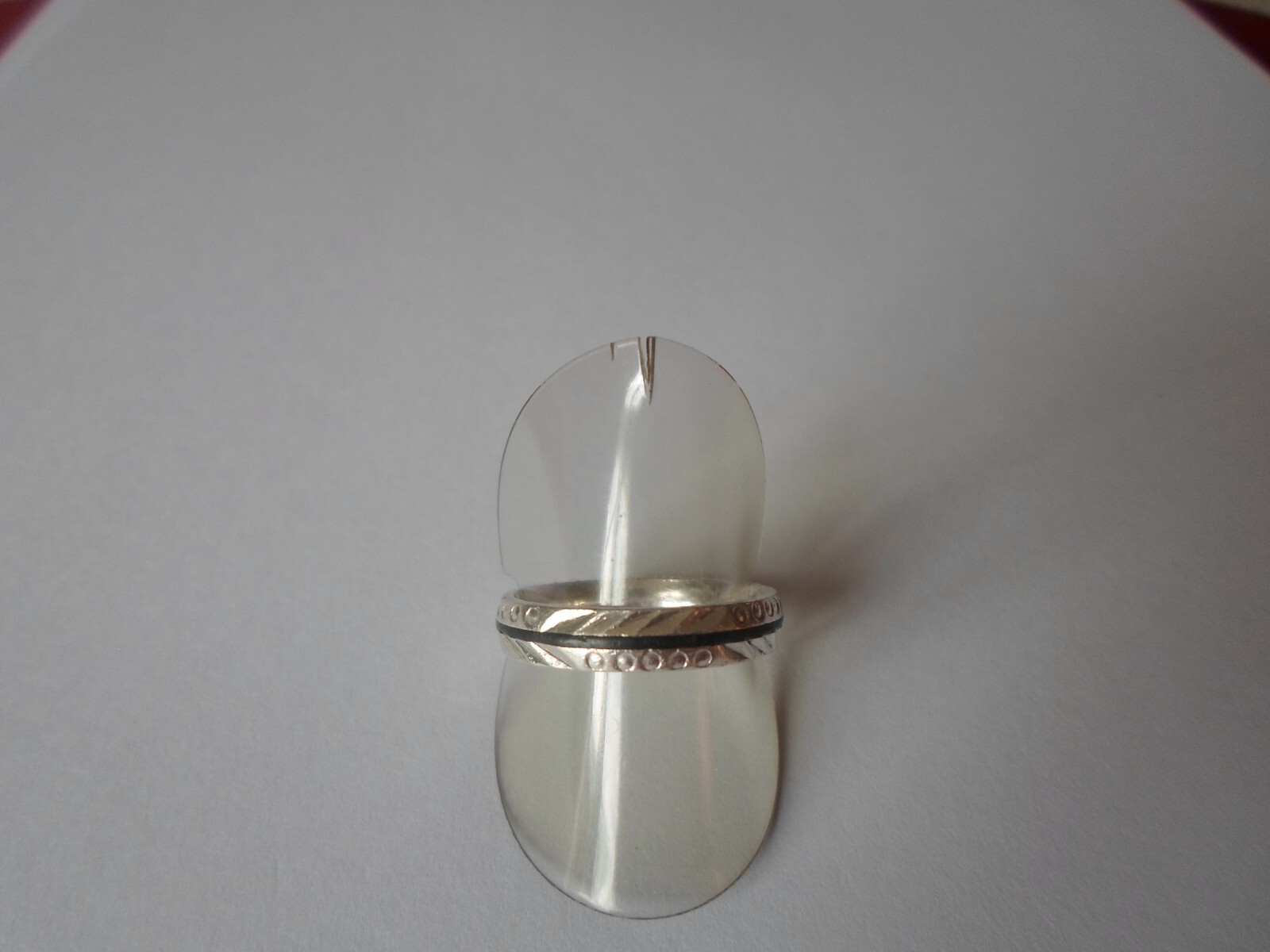 solid silver ring, chiseled ring, black border, s… - image 8