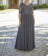 MGNY Madeline Gardner Formal Mother Of The Bride Charcoal Floor Length Sz 6/8 10