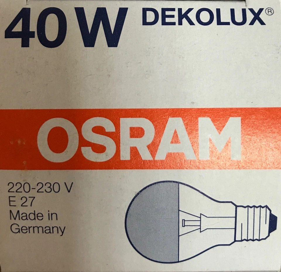 OSRAM DEKOLUX GLÜHLAMPE KUPPENVERSPIEGELT SILBER KOPFSPIEGEL E27 40W DIMMBAR !! - Bild 2 von 2