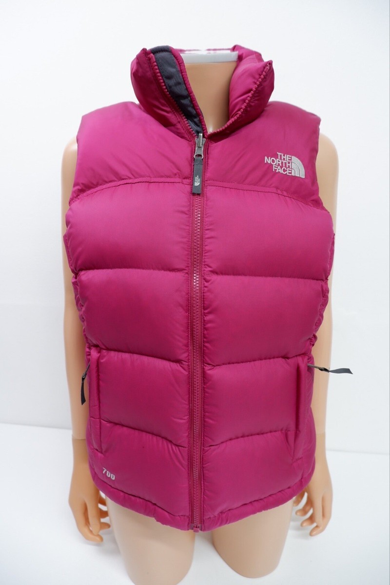 North Face Womens Padded 700 Gilet Bodywarmer Coat Size S Small Pink