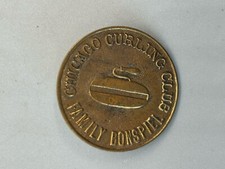Chicago Curling Club Pin Family Bonspiel Copper / Bronze Vintage Made in USA