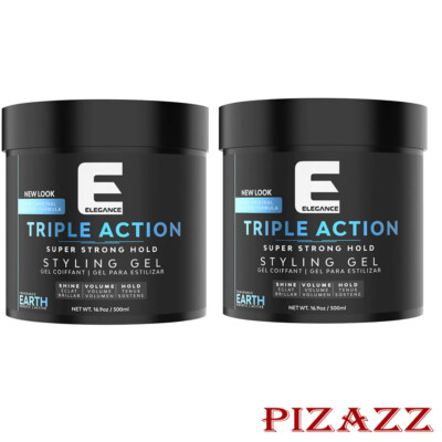 2 x Elegance Hair Gel Triple Action Earth 16.9 fl oz/500ml =1000ml