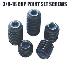 3/8-16 CUP POINT SET SCREWS BLACK ALLOY STEEL 20 PCS 5/16 3/8 1/2 5/8 or 3/4 L