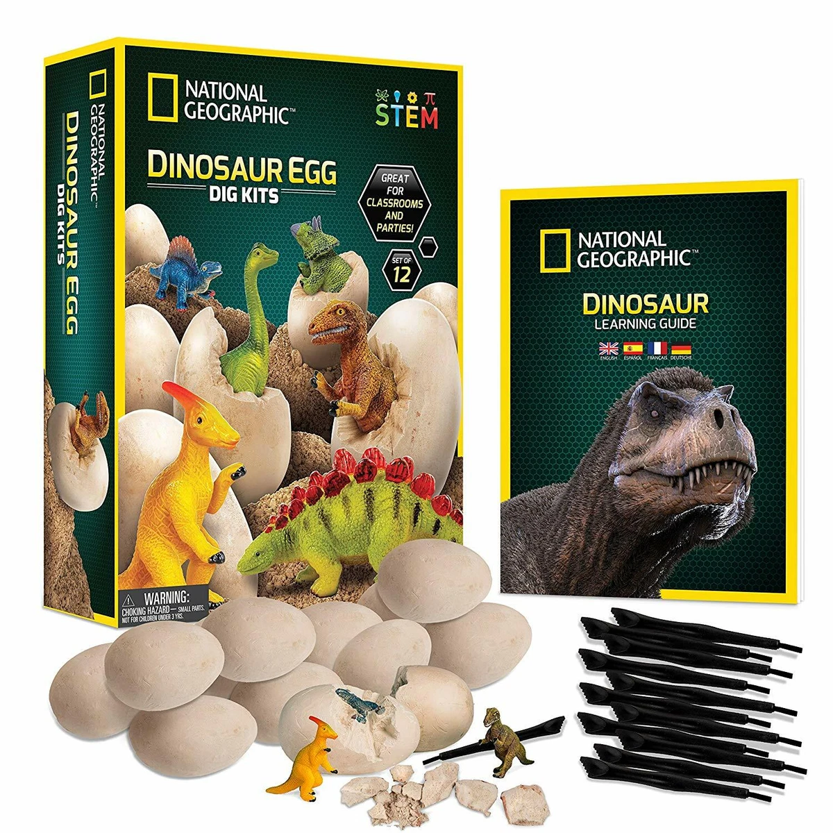 NATIONAL GEOGRAPHIC Dinosaur Dig Kit - 12 Dino Shaped Dig Bricks with  Figures Inside, 12 Excavation Tool Sets, Perfect Activity for Egg Hunt or  Dig