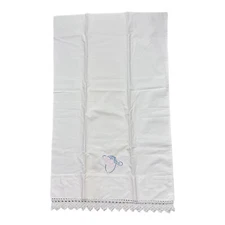 Vtg Lady Pepperell Fine Combed Cotton Percale White Pillowcase Crochet Hem USA