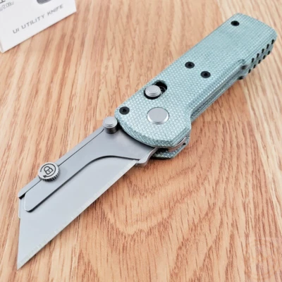 Oknife Otacle U1 Folding Knife 2" Stainless Blade Green Canvas Micarta Handle