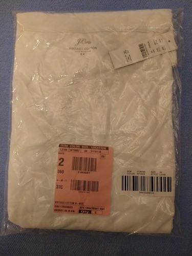 J.Crew White VINTAGE COTTON V-NECK SHORT SLEEVE T-SHIRT Size 3XL - Picture 2 of 2