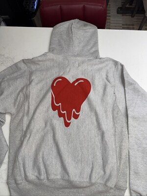 New Emotionally Unavailable Hoodie Small Men s Gray Heart Shape Graphic Fleece
