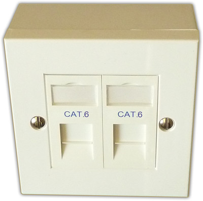 2 Wege Doppel LAN RJ45 Gigabit Ethernet Netzwerk Faceplate, Backbox & Cat 6 Modul
