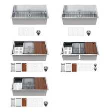 Drop in Undermount Kitchen Sink Single/Double Bowl Stainless 23"/27"/30"/32"/33"