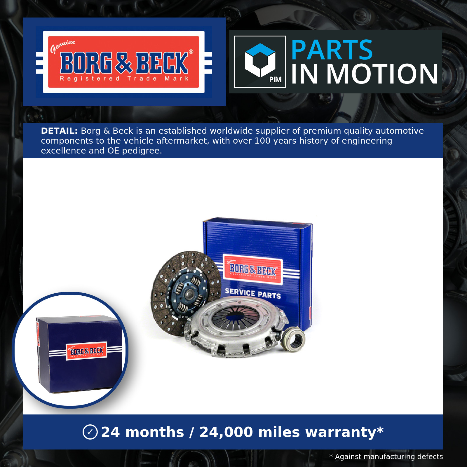 Clutch Kit 3pc (Cover+Plate+Releaser) HK2744 Borg & Beck Top Quality Guaranteed