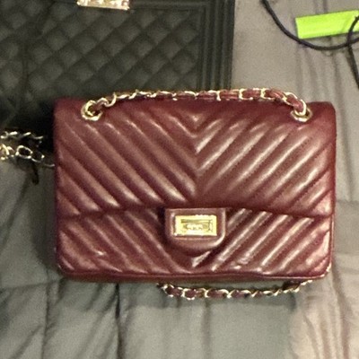 Aged Calfskin Chevron Quilted 2.55 Reissue Mini Flap Dark Red