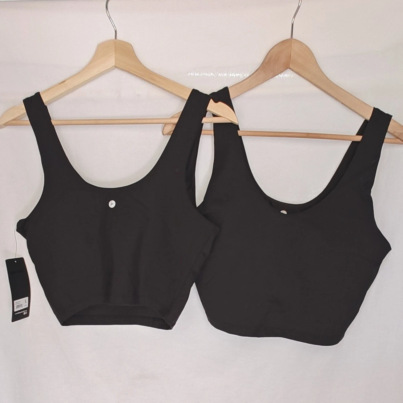 90 Degree by Reflex Tank Top Black Cropped Activewear Scoop Neck 2PK Larg