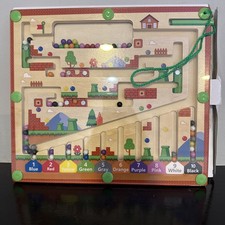 Magnetic Color and Number Maze, Montessori Toys for 3 Years Old, Wooden Puzzle