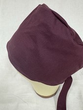 Men/Women Surgical Scrub Cap Lined Reversible Burgundy 100 Cotton