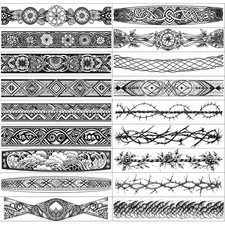 18-Pack Tribal Armband Temporary Tattoos for Men  Women