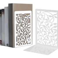 BuchstüTzen Metall Weiß 2Er Set Organizer FüR Schreibtisch Regal BüRo Schule