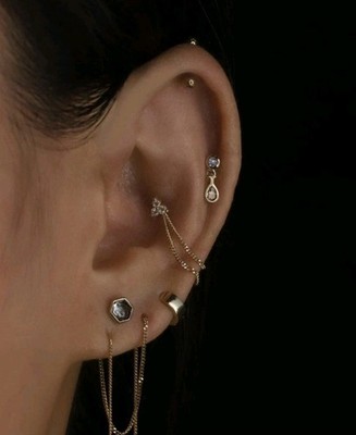 Beatti Echo 14k Solid Gold Dangle Quartz Labradorite Threadless Flat Back $320