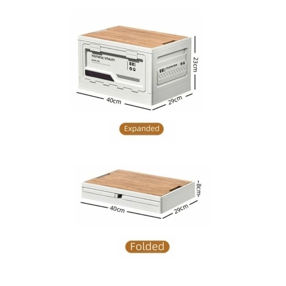 Wood Lids Camping Storage Box Large Capacity Organizer Box  Camping - Image 2 of 4