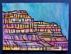 ACEO, Original Abstract Grand Canyon Modern Landscape Painting, Small, Unframed