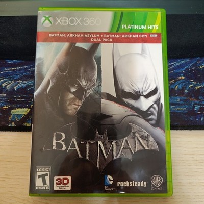 Xbox 360 BATMAN ARKHAM ASYLUM - ARKHAM CITY -DUAL PACK, CIB Tested Working Clean