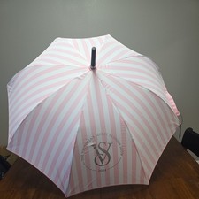 VICTORIA SECRET Fashion Show 2024 Pink White Striped Umbrella NEW