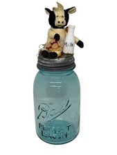 Vintage Ball Perfect Mason Jar Cow Milk Bottle Topper Farmhouse Kitchen Decor