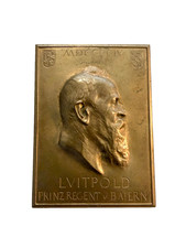 Bayern einseitige Bronzehohlgussplakette 1904 Prinzregent Luitpold