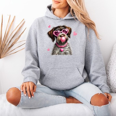 Hund Kaugummi Herz Sonnenbrille Damen Hoodie Tierliebhaber Damen Sweatshirt