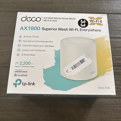 TP-Link Deco X20 AX1800 WiFi 6 Mesh WiFi System 1-Pack, White