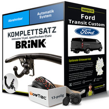Anhängerkupplung BRINK abnehmbar für FORD Transit Custom +E-Satz Kit