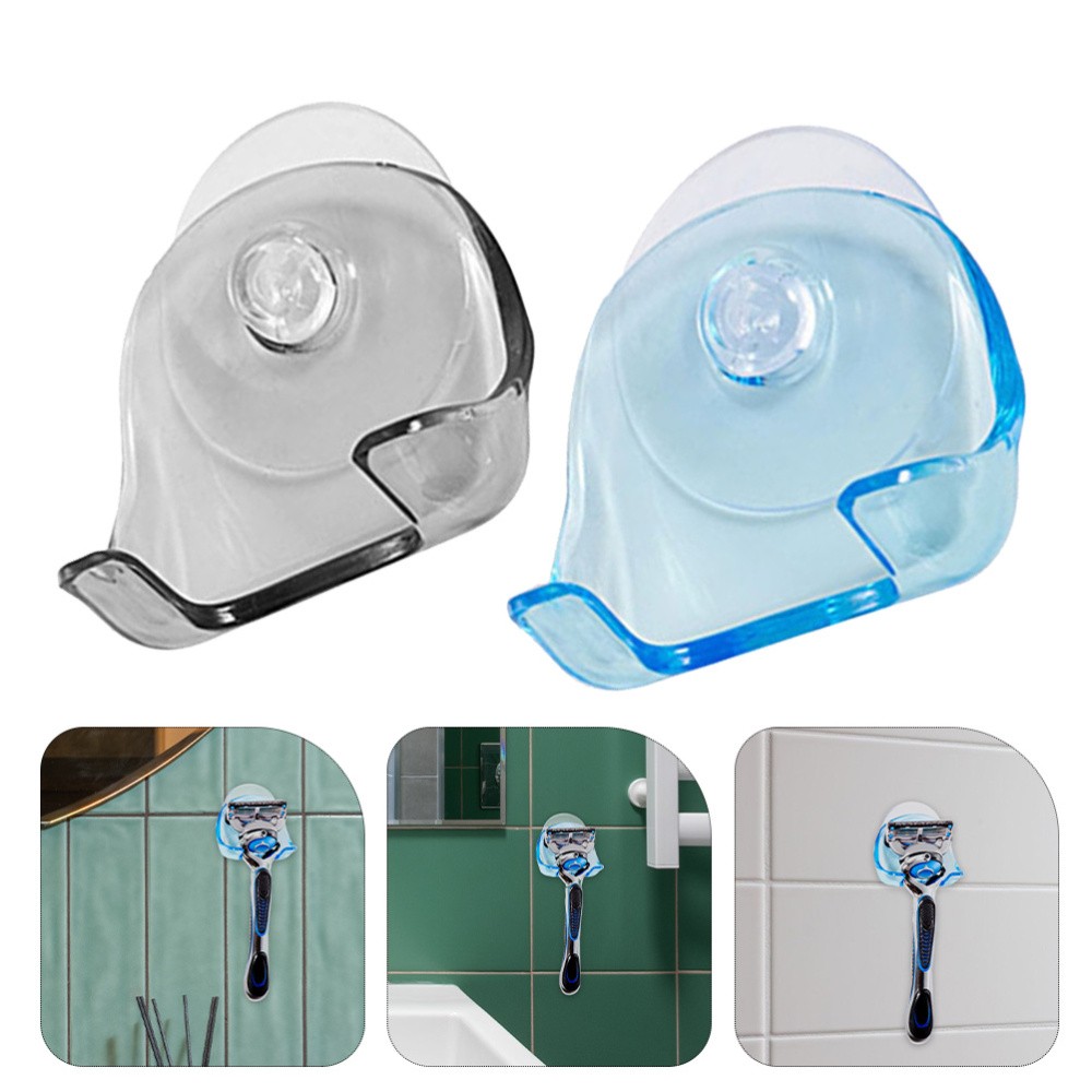  2 Pcs Shower Hanger Shaver Holder Bathroom Wall Organizer Suction Cup Razor