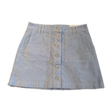 American Eagle Skirt Mini Corduroy Button Front Blue Women Size 4 / 27 NEW