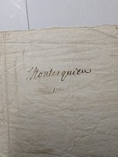 Montesquieu Autograph  Letter 1750 Refers to Defense of Spirit of Laws PSA