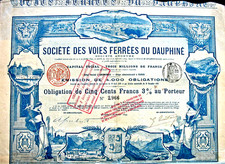 Soc. Des Voies Ferr&eacute;es Du Dauphine S.A. Anleihe Grenoble 1899 Frankreich France