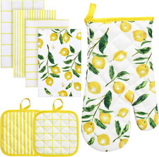 8-Pack Lemon Kitchen Decor Set Lemon Kitchen Towels Pot Holders and Oven Mittsse