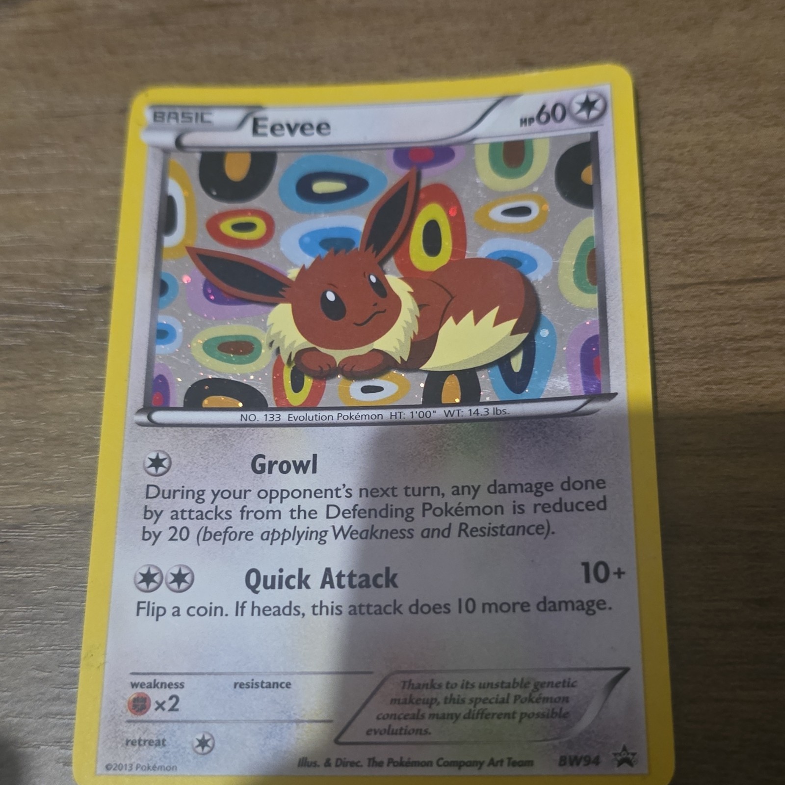 Pokémon TCG Eevee BW94 Holo 2013 Black & White Promo PSA 8